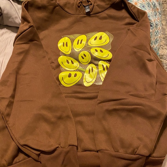 Brown Smiley face hoodie - Picture 1 of 6